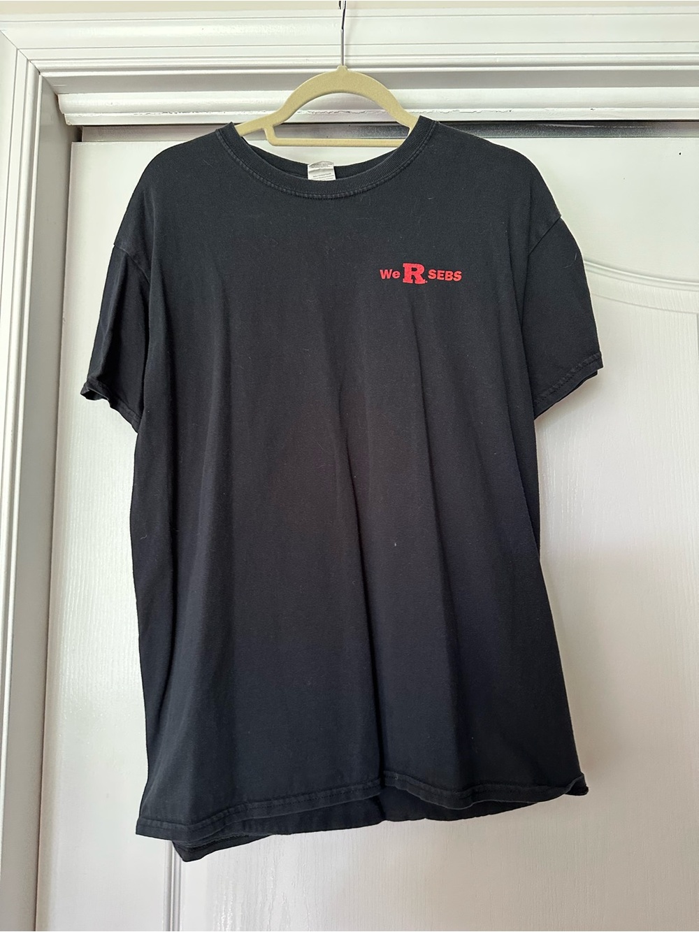Gildan Black Short Sleeve Tee with Red Chest Script